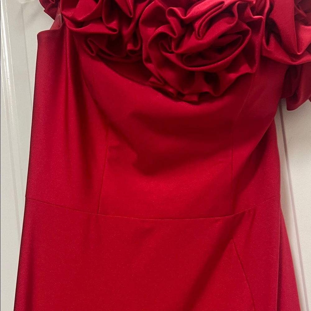 Ava Presley Elegant Red Off-Shoulder Dress - Picture 8 of 17